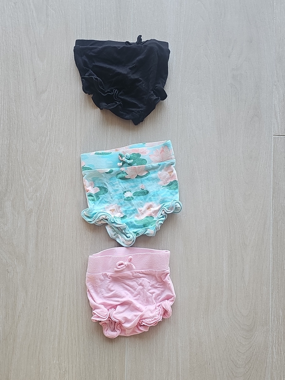 Angel Dear 3-Pack Ruffle Diaper Covers - Black, Aqua Floral, Pink
